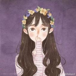 网红吃瓜头像插画女生版